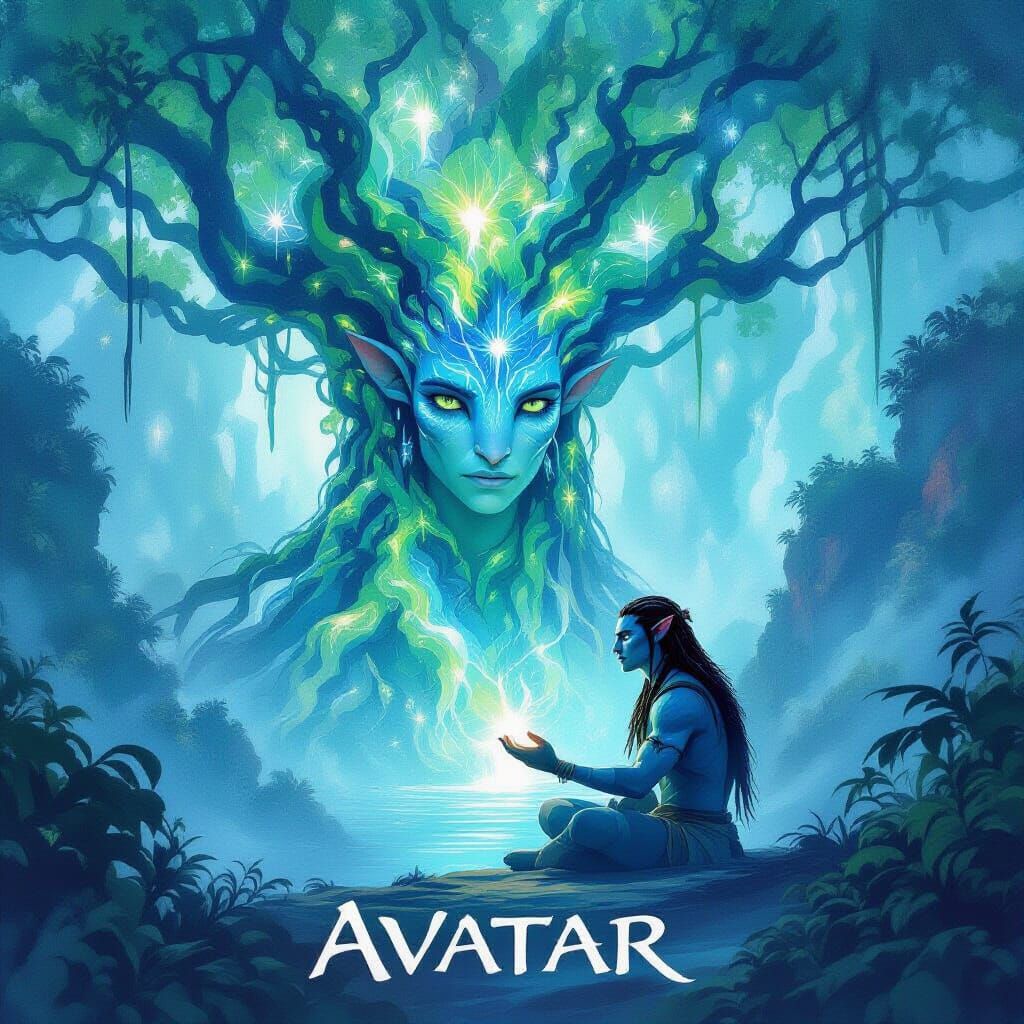 Avatar Poster: Pandora's Forest as Dreamlike Watercolor
