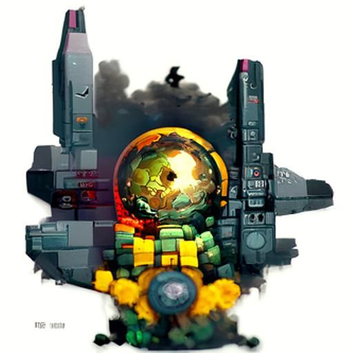 Spaceship Attacks Planet in 8-bit Pixel Art