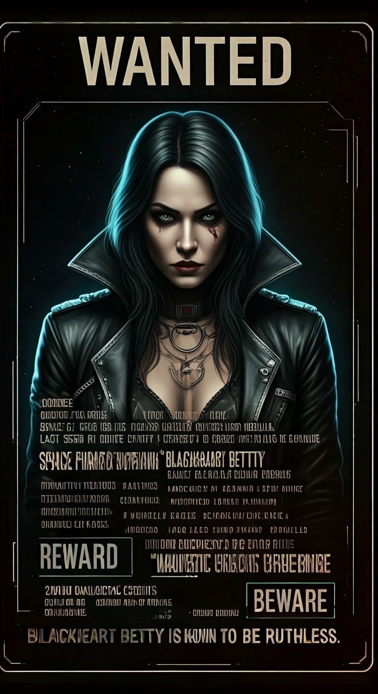 Holographic Wanted Poster: Space Pirate Blackheart Betty