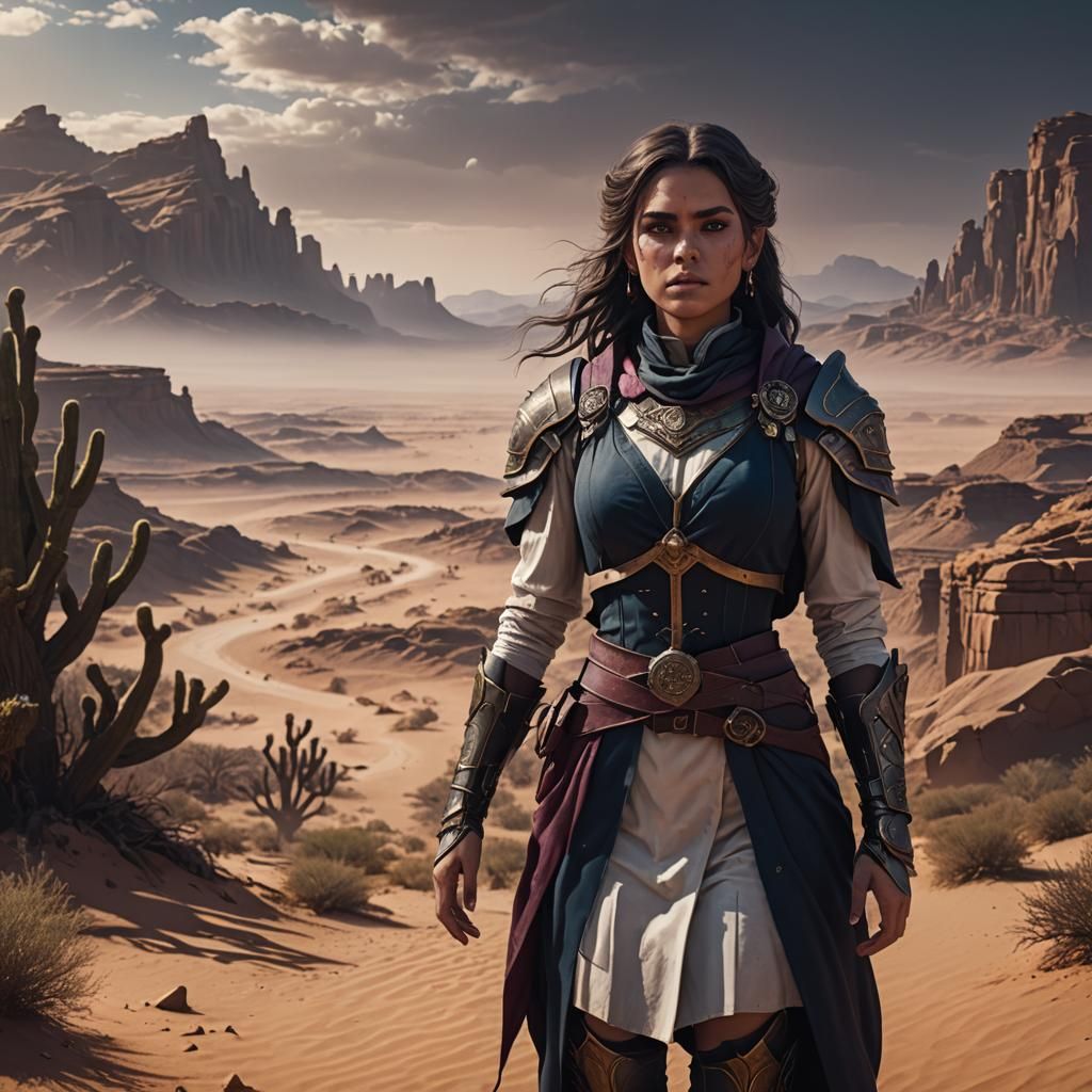 Angelic Girl in Desert: Detailed Matte Painting