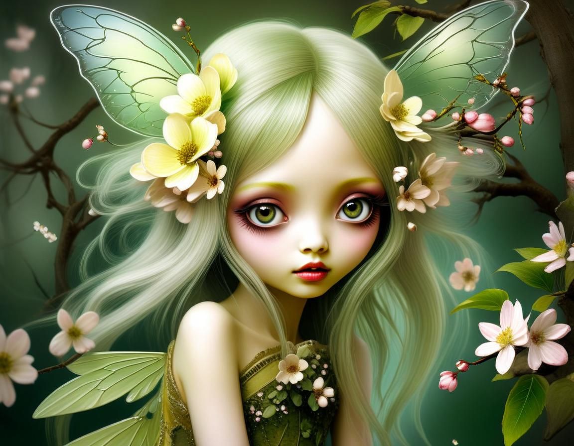 Cherry Blossom Fairy Digital Painting in Fantasy Style