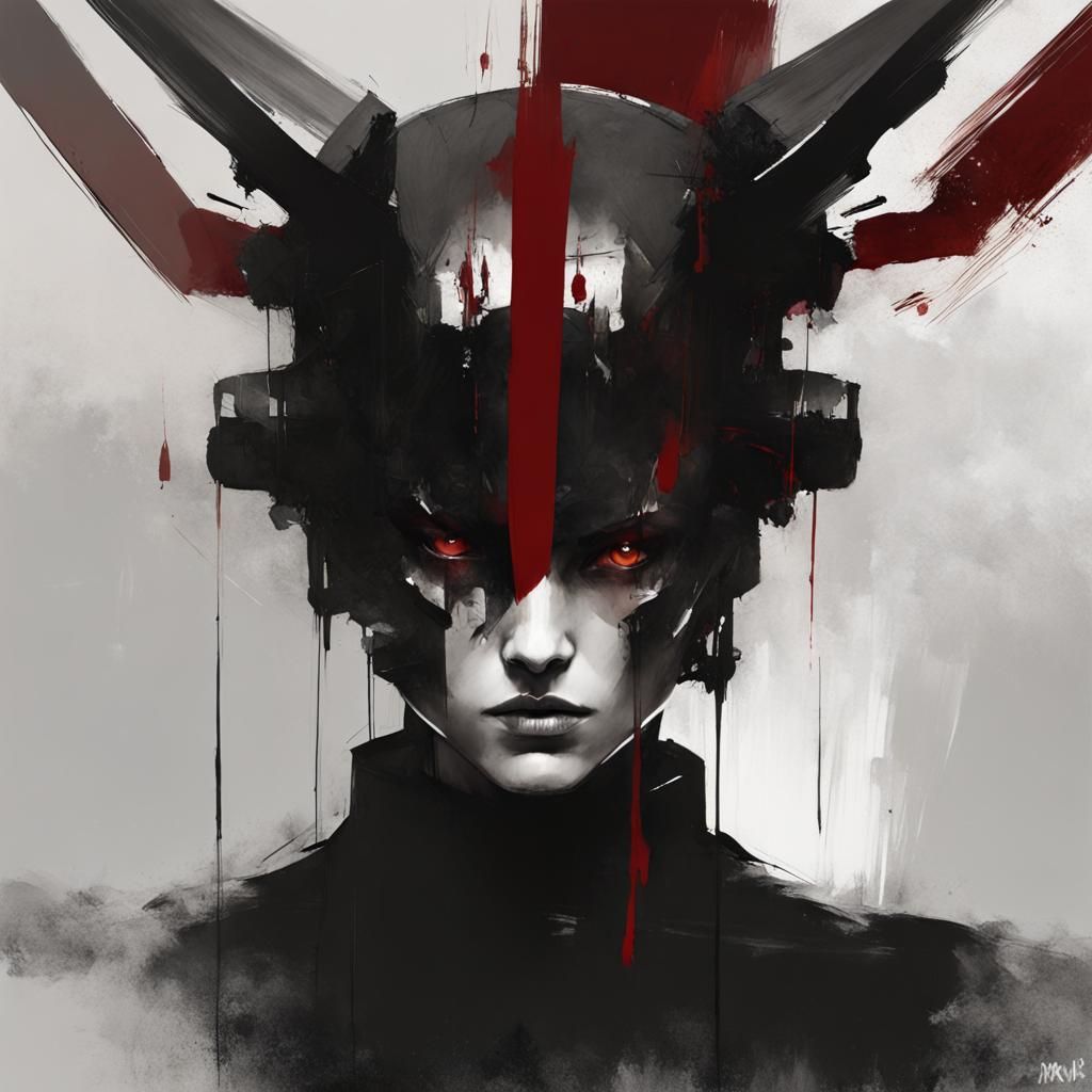 Two-Tone Portrait of Emerging Inner Demons