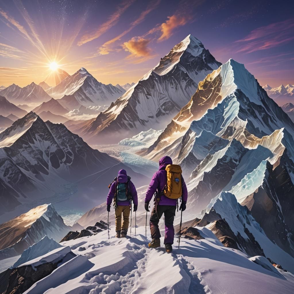Everest Climber at Sunrise: Fantasy Concept Art