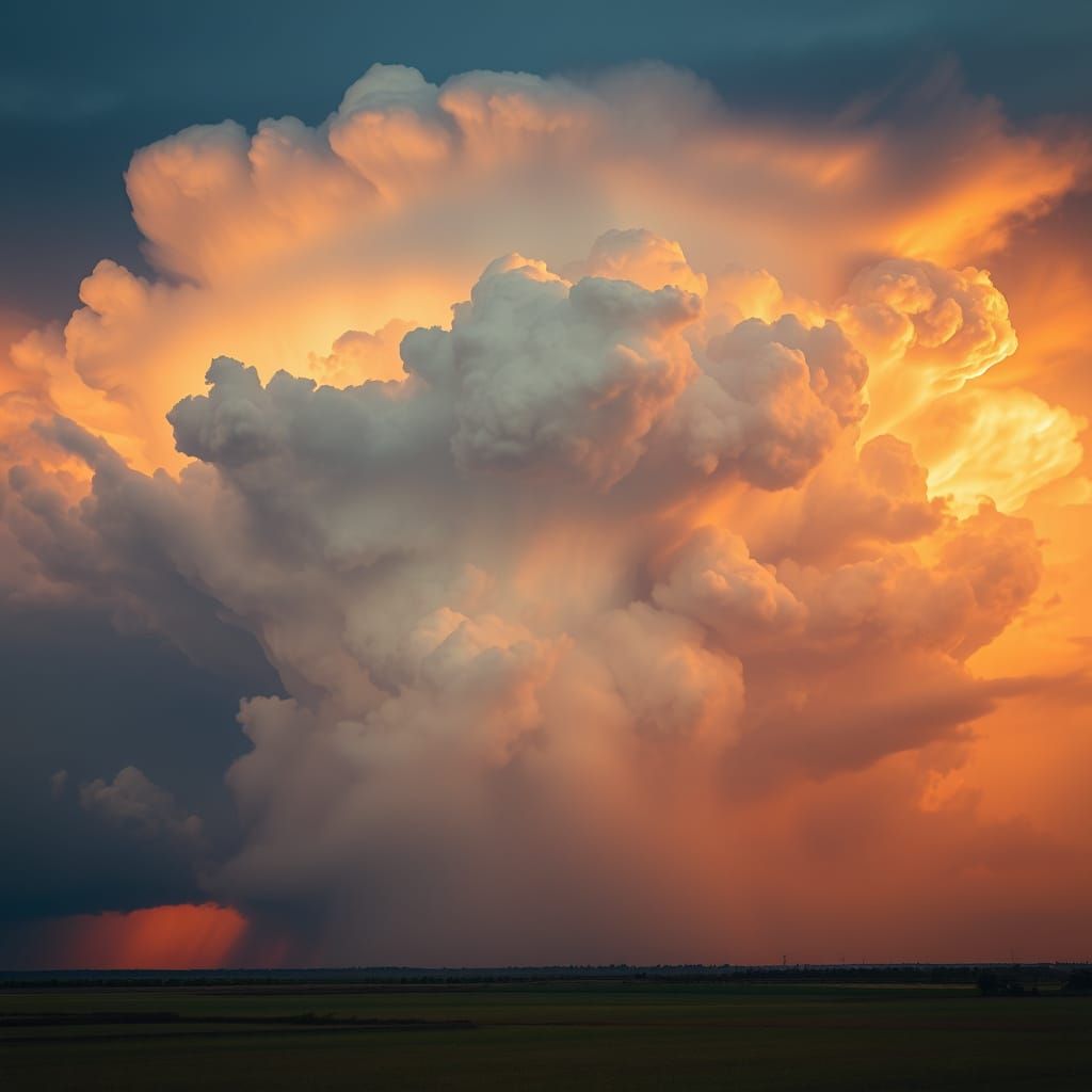 Dramatic Supercell Thunderstorm in Golden Light