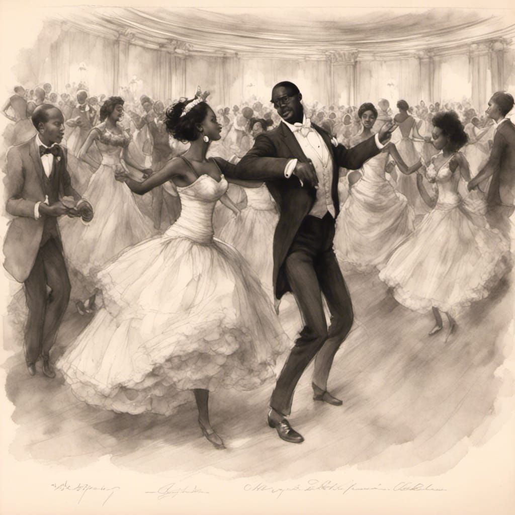 Dancing at a Sorority Cotillion in Sketch Style