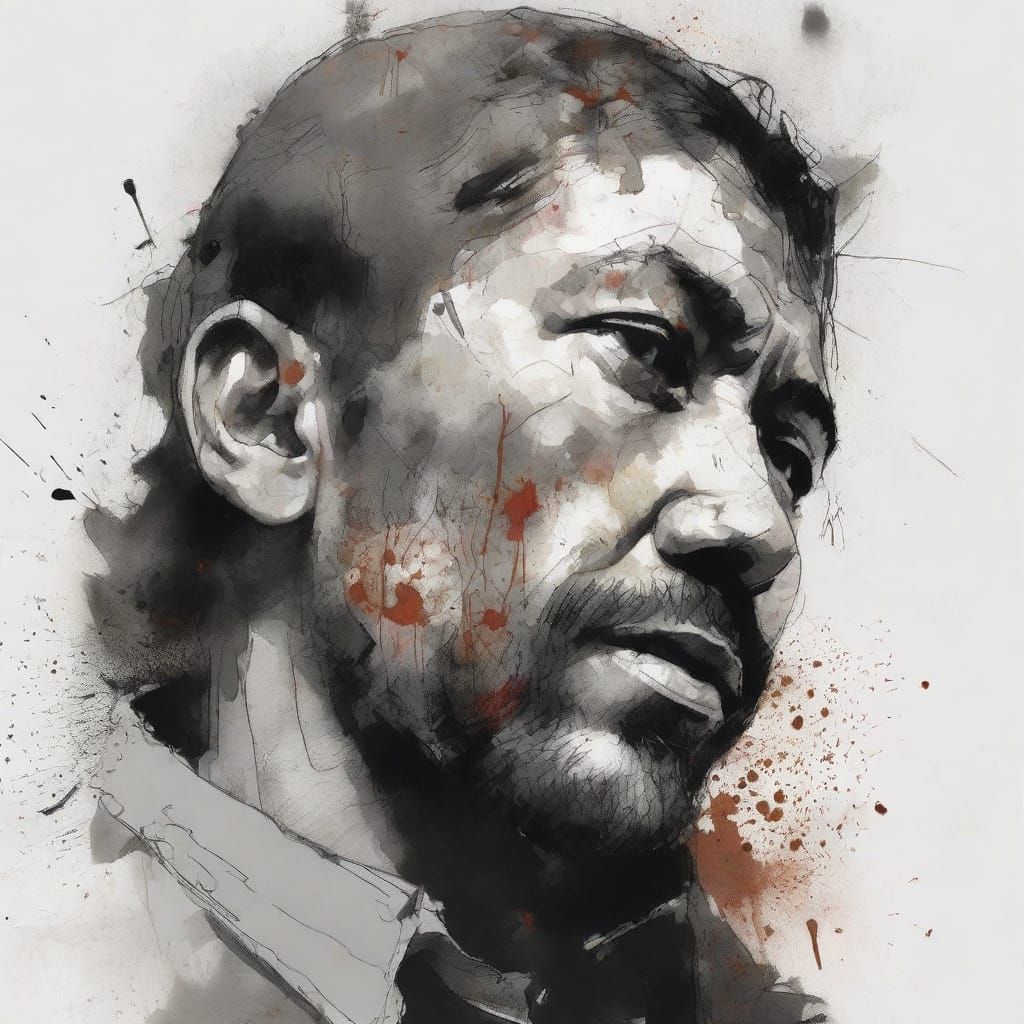 Ink Splatter Portrait in Abstract Style