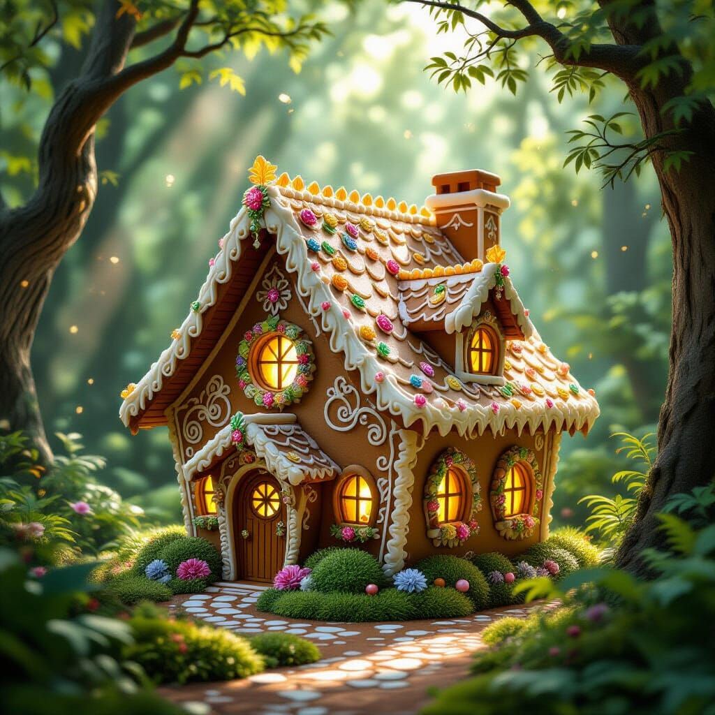 Art Nouveau Gingerbread House in Enchanted Forest
