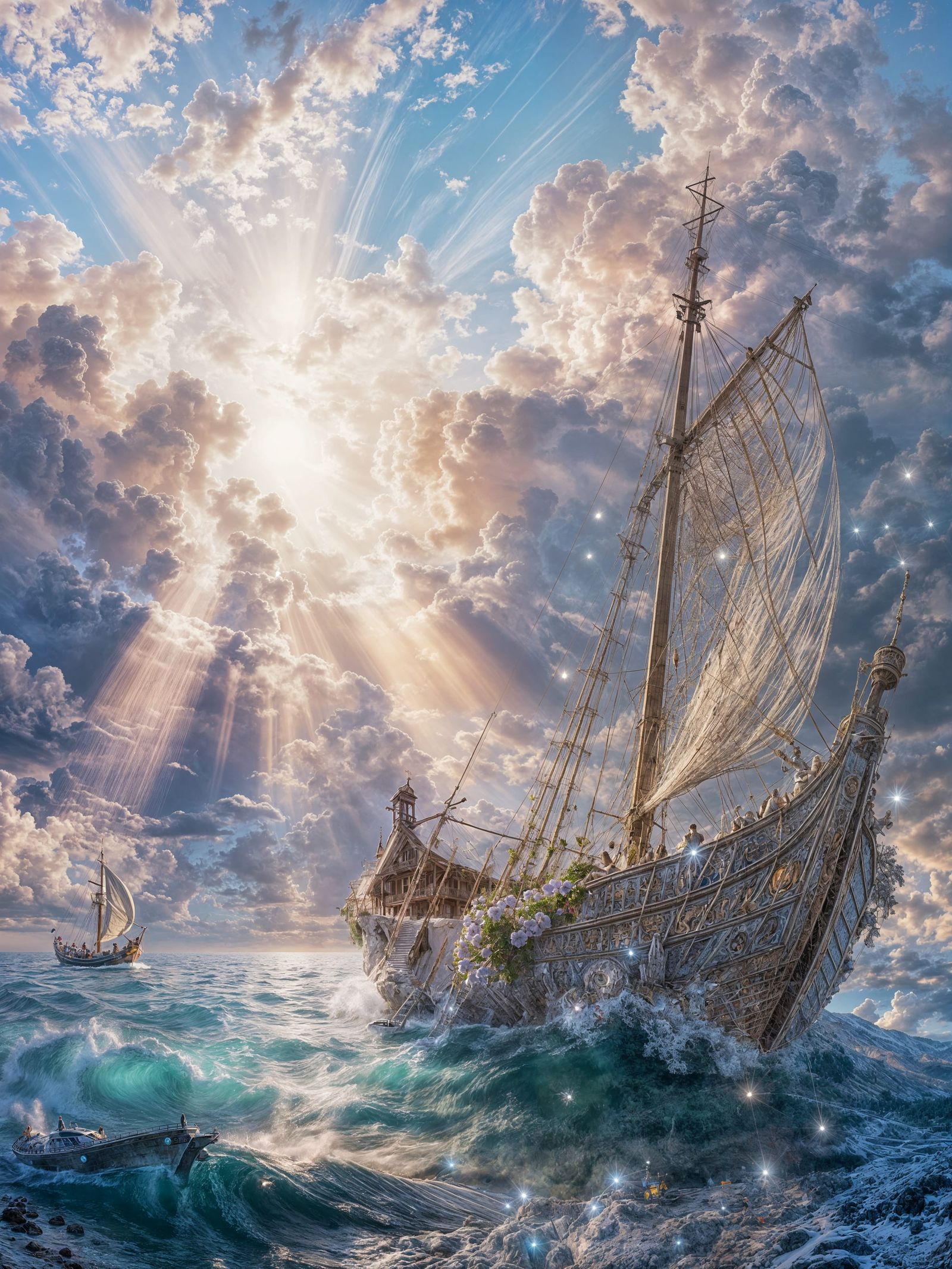 Magical Maximalist Fantasy Boat Illustration