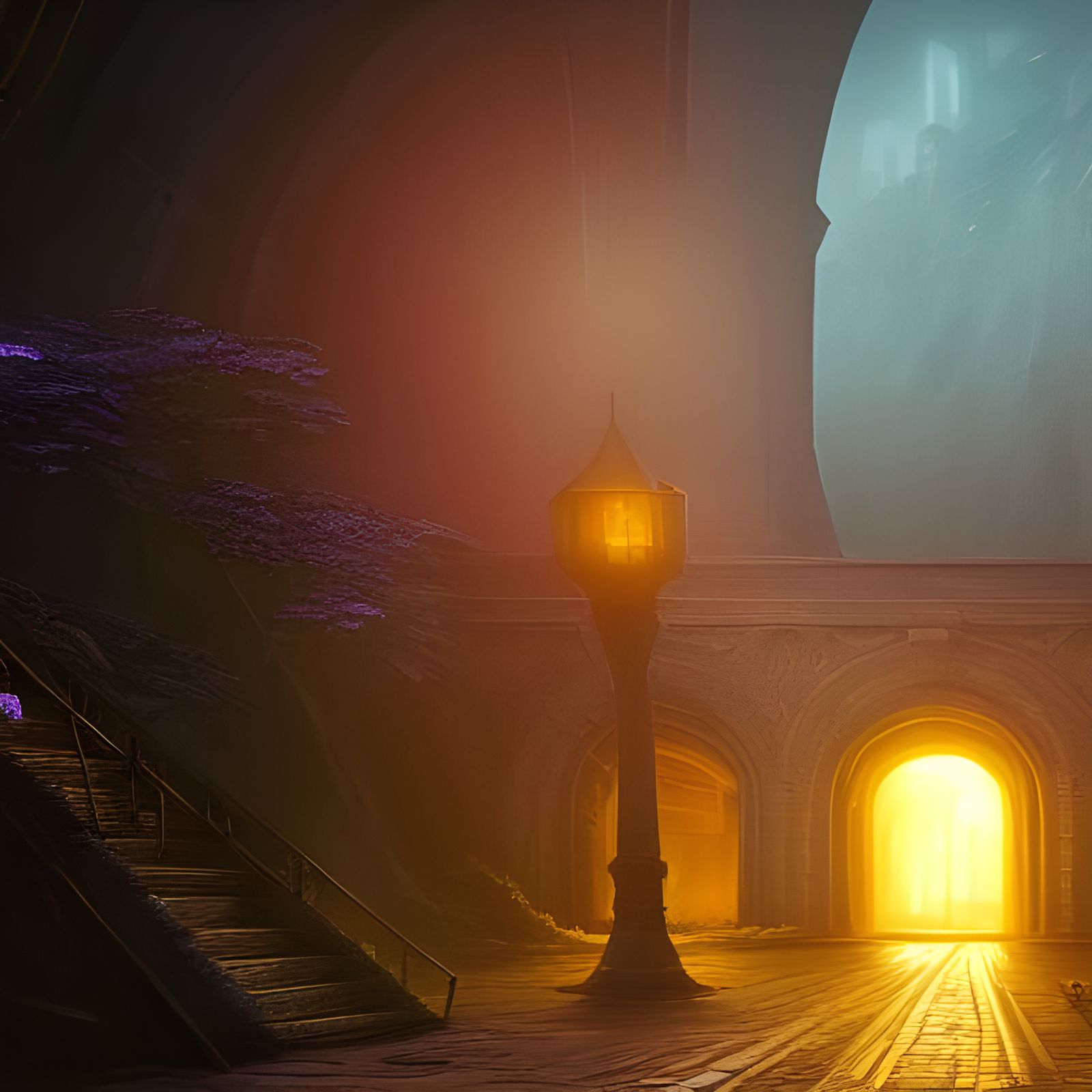 Tunnel Light in Detailed Matte Painting Style