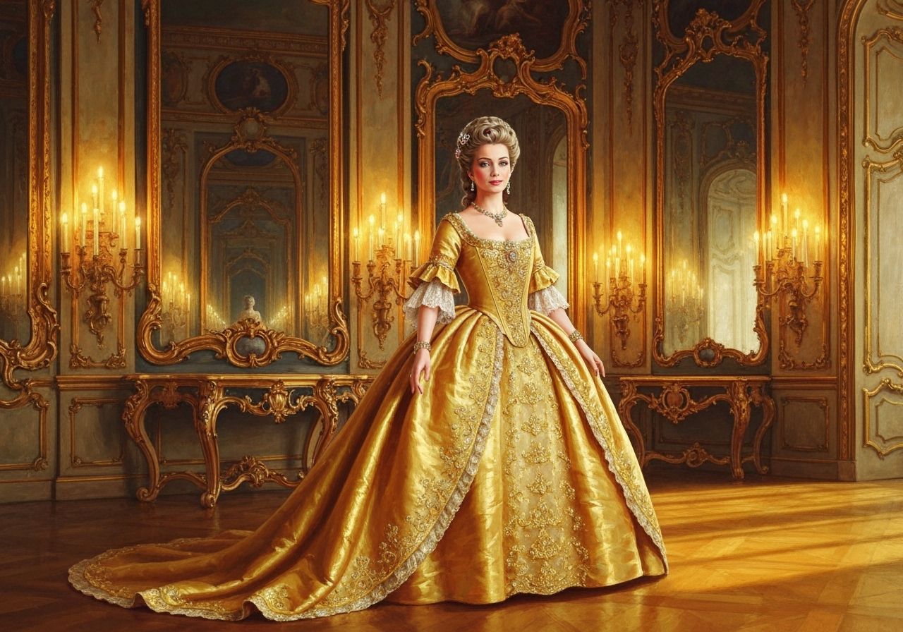Regal Princess in Golden Rococo Gown