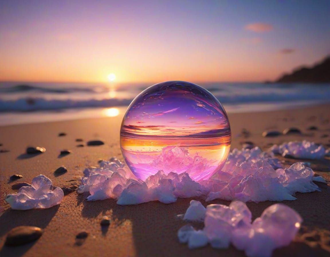 Magical Beach Sunset with Ethereal Glow