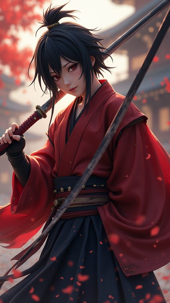 Samurai Warrior in 3D Anime Style