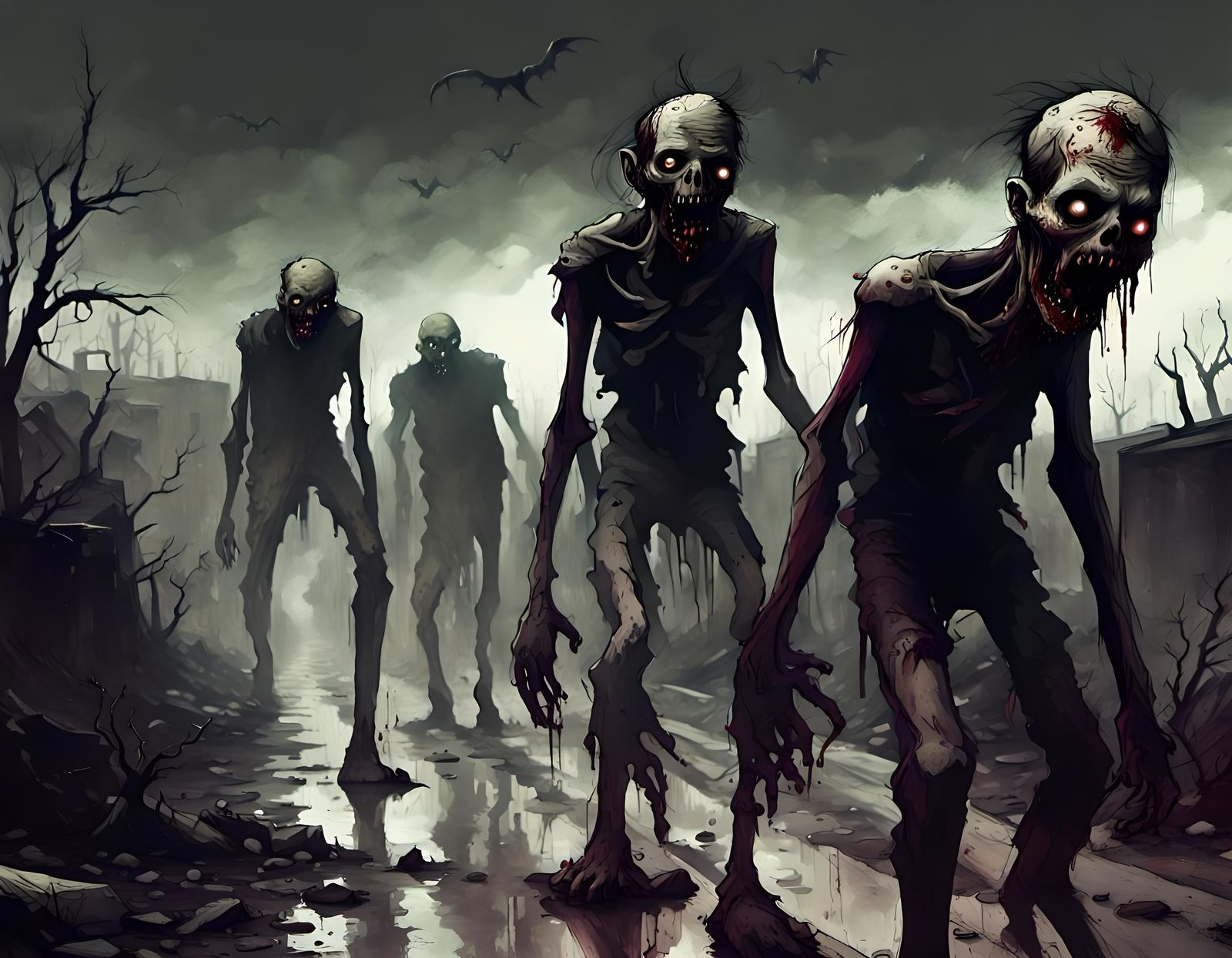 Apocalyptic Wasteland Zombies in Digital Horror Art