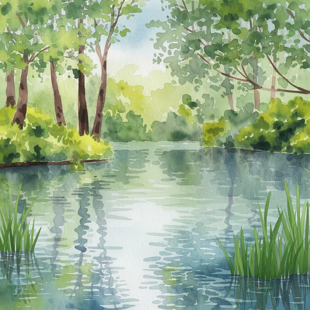 Watercolor Biophilic Art in Natural Harmony