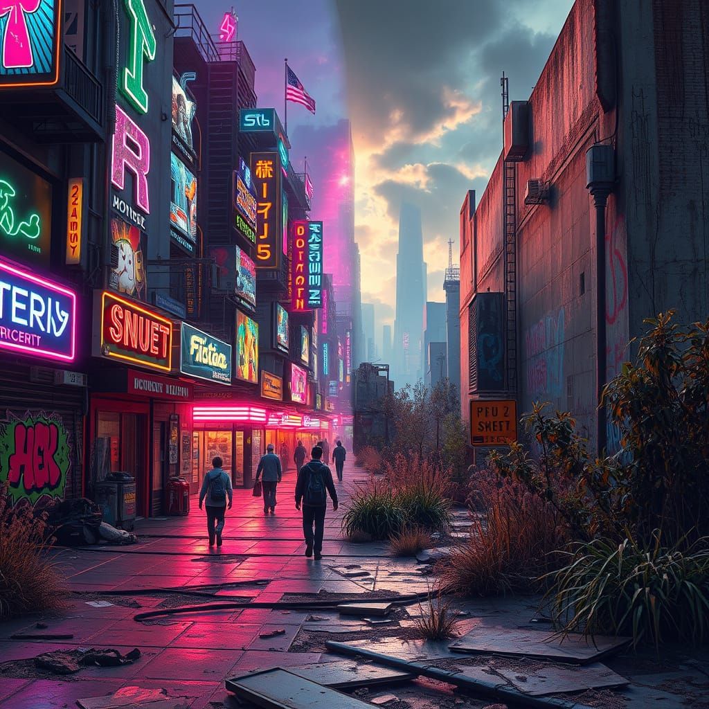 Cyberpunk Street Art Meets Post-Apocalyptic Wasteland
