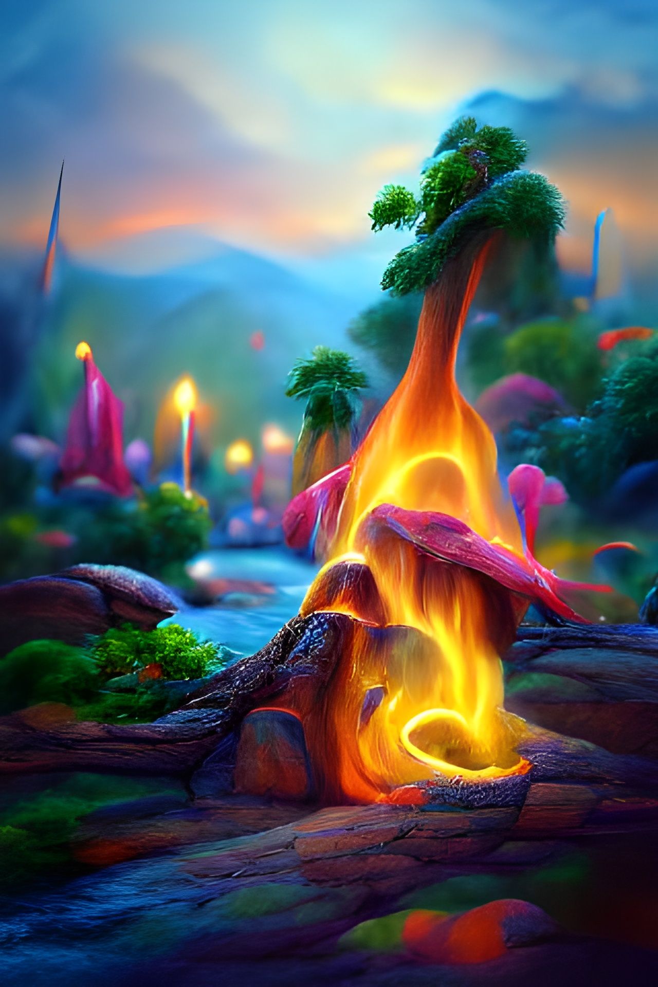 Magical Fire with Glowing Neon Effects