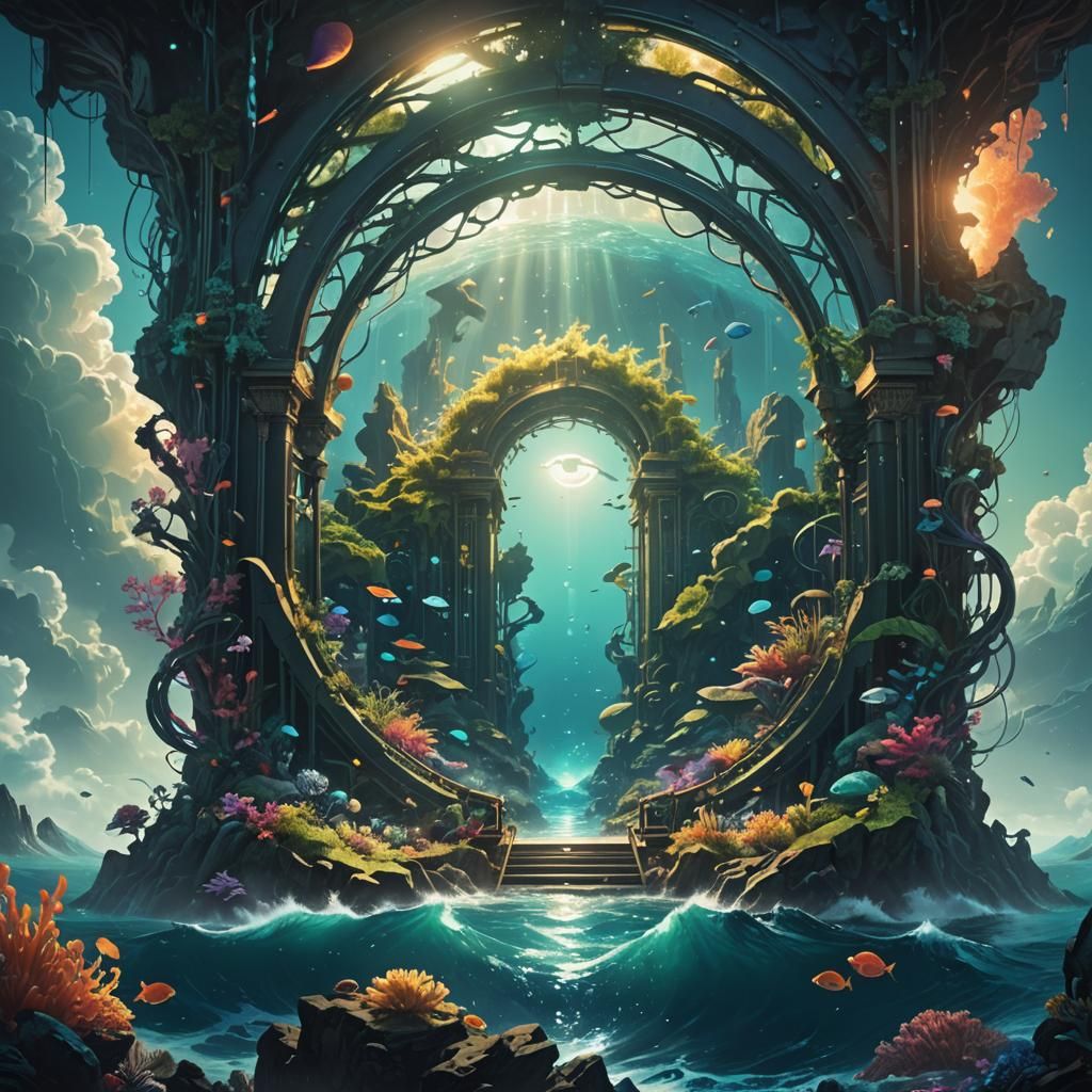 Mystical Portal to Underwater World, Digital Art