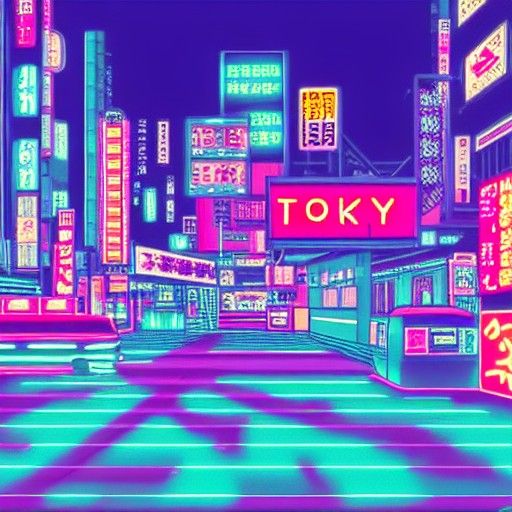 Vibrant Tokyo in Synthwave Neon Style