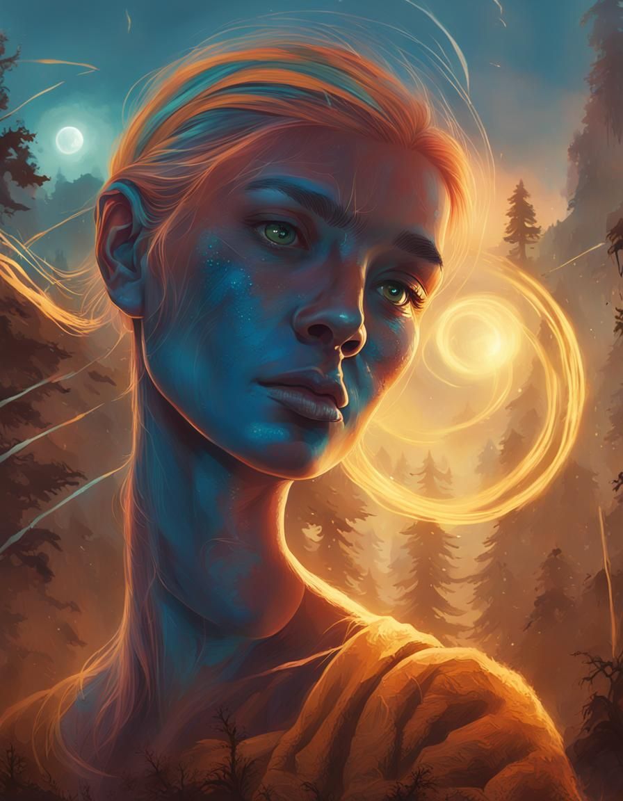 Magical Woman in Fantasy Concept Art Style