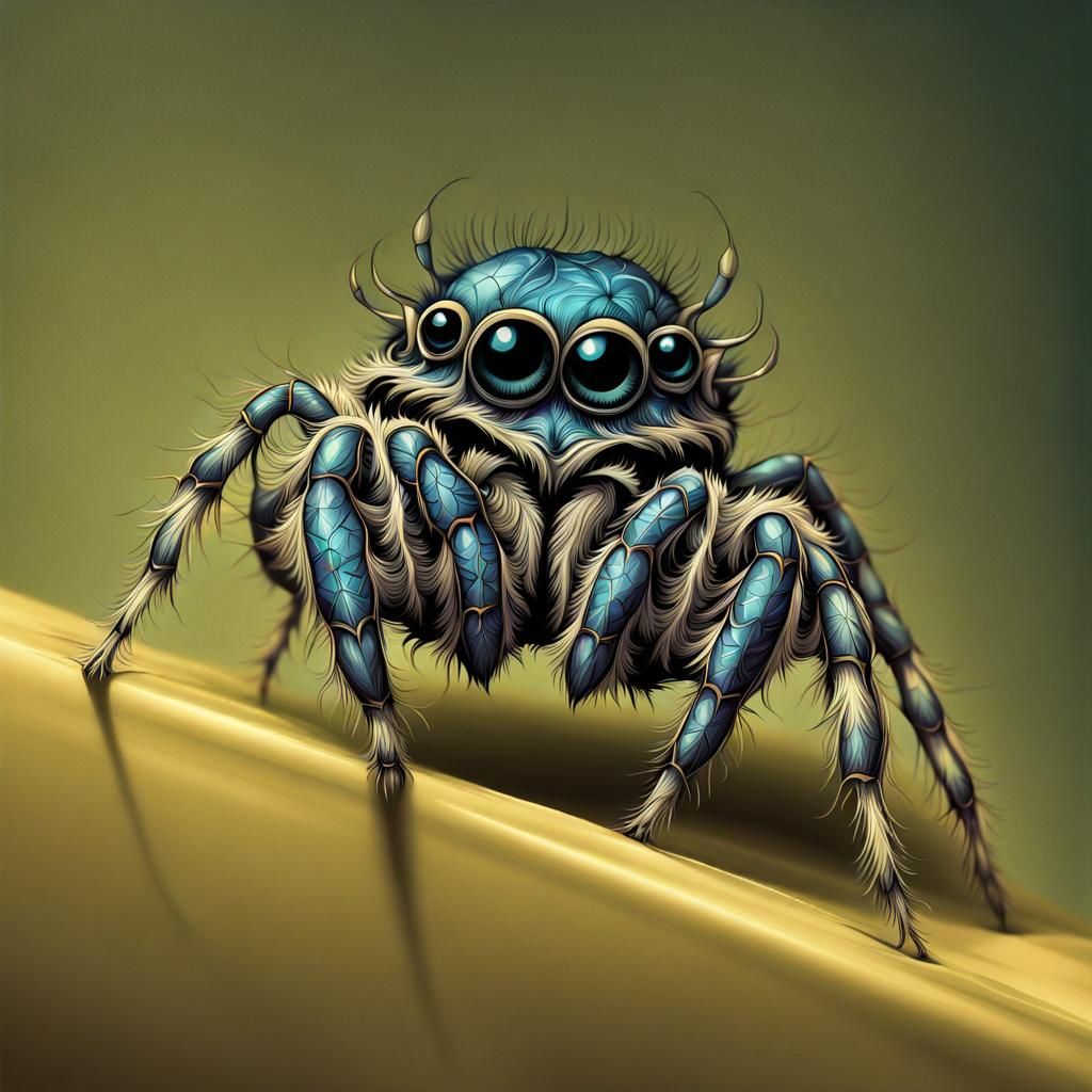 Cute Spider with Big Eyes in Comic Book Art