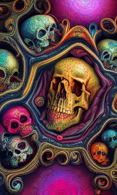 Fractal Skulls in Detailed Digital Art