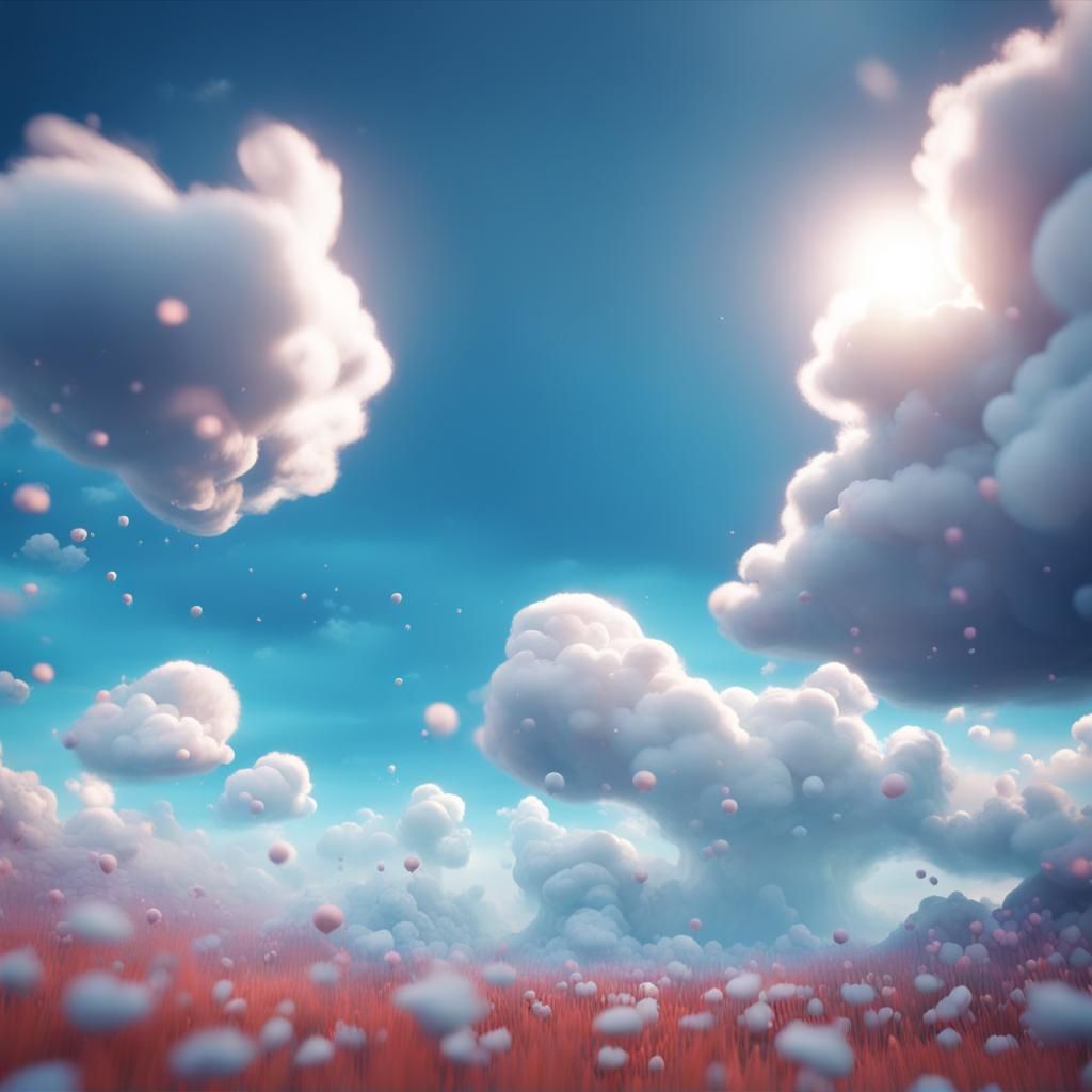 Dreamy Blue Sky with Cute Clouds in 3D Animation