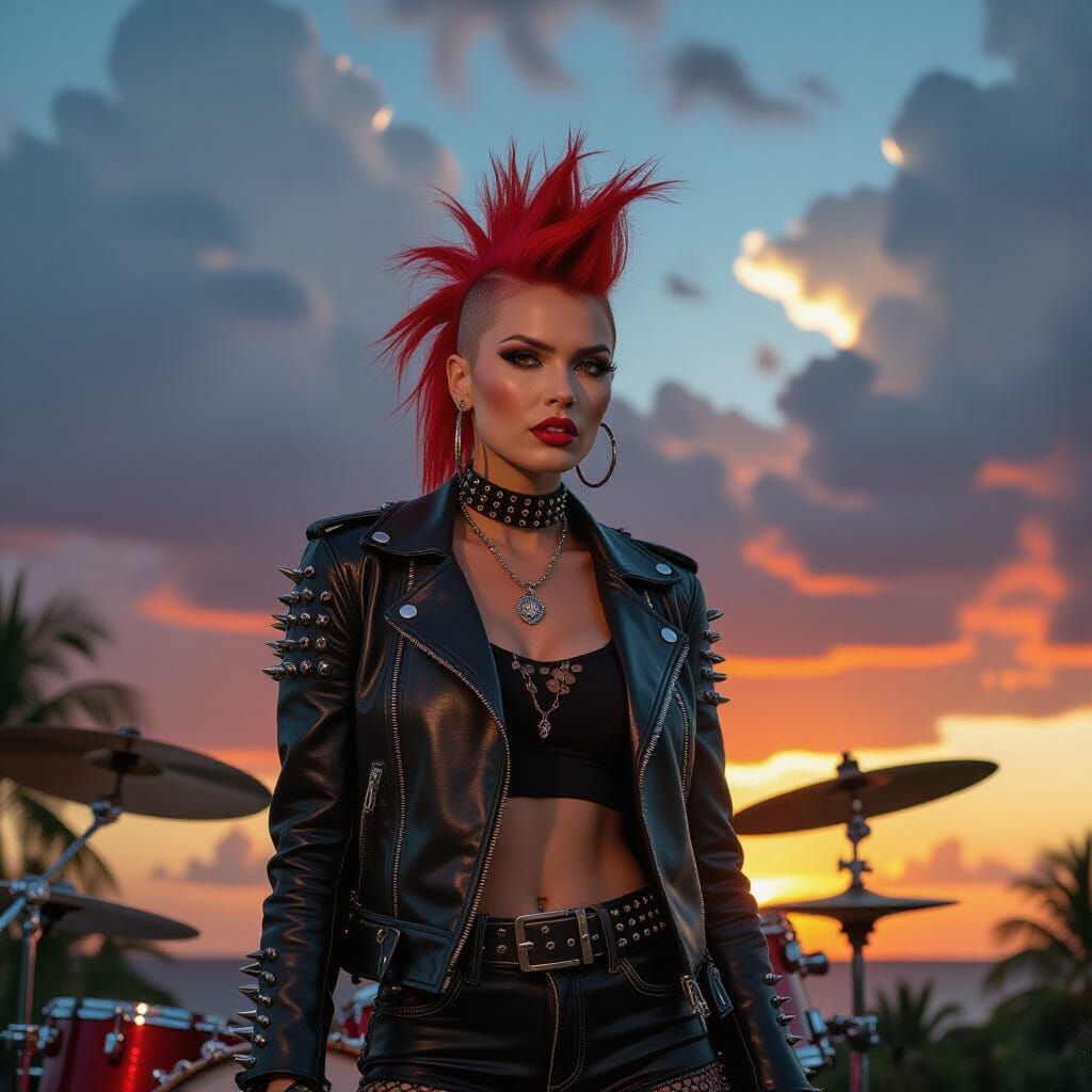 Punk Rocker in Tropical Storm, Helmut Newton Style