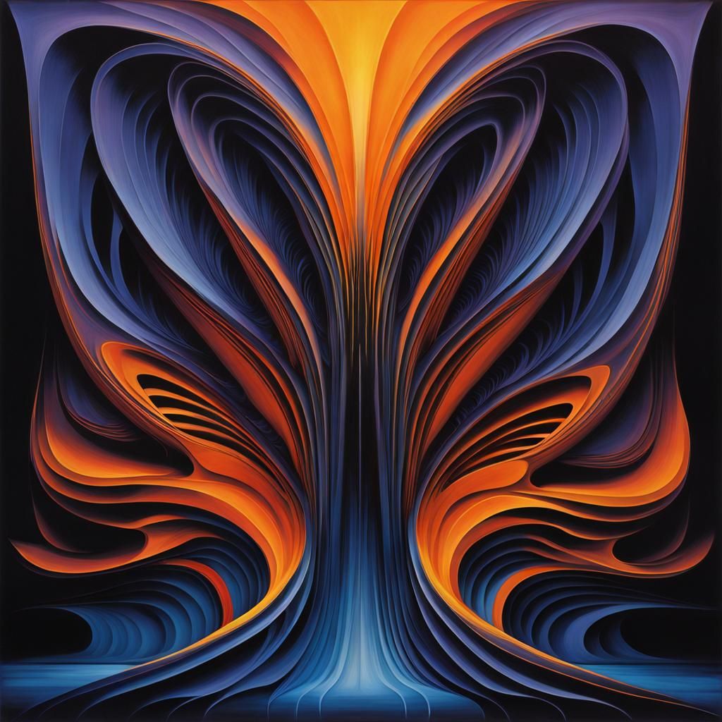 Surreal Biomechanical Flower in Ethereal Darkness