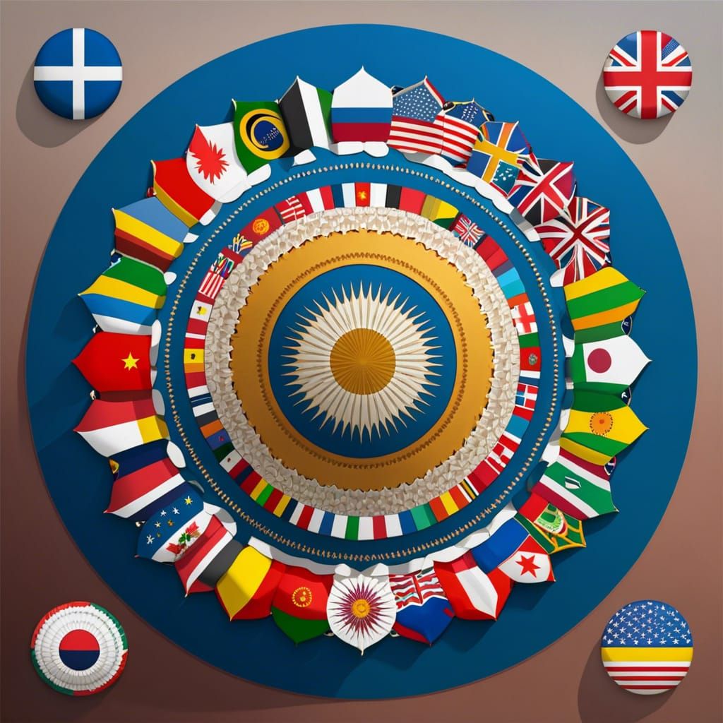 Global Flags Form Round Mandala