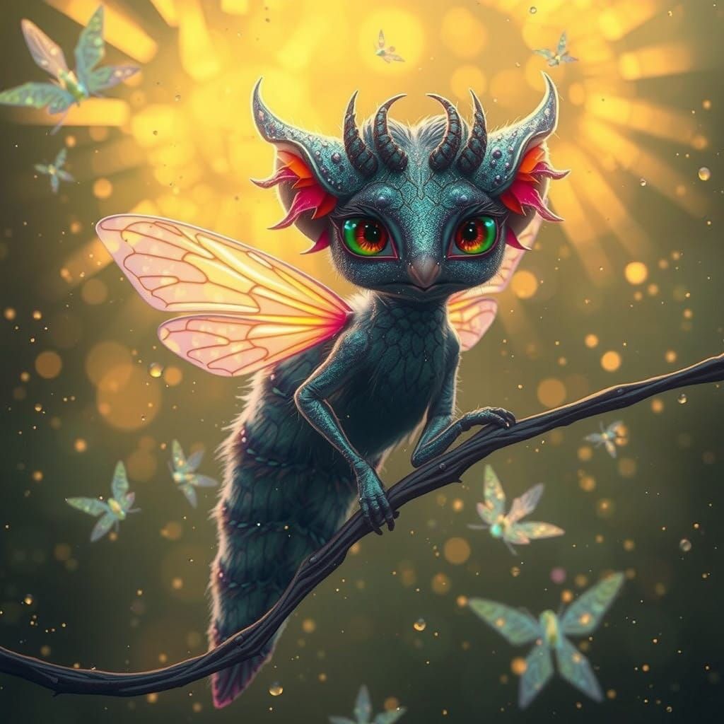 Digital Anime Firefly Amidst Swirling Vortex in Futuristic S...