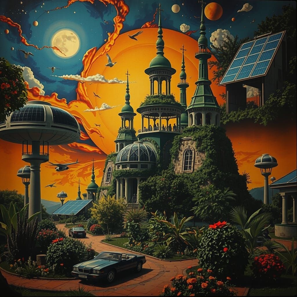 Solarpunk Utopia in Vibrant Oriental Style