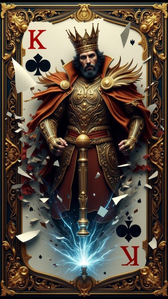 Steampunk King Reaching for Sceptre in Watercolour Style