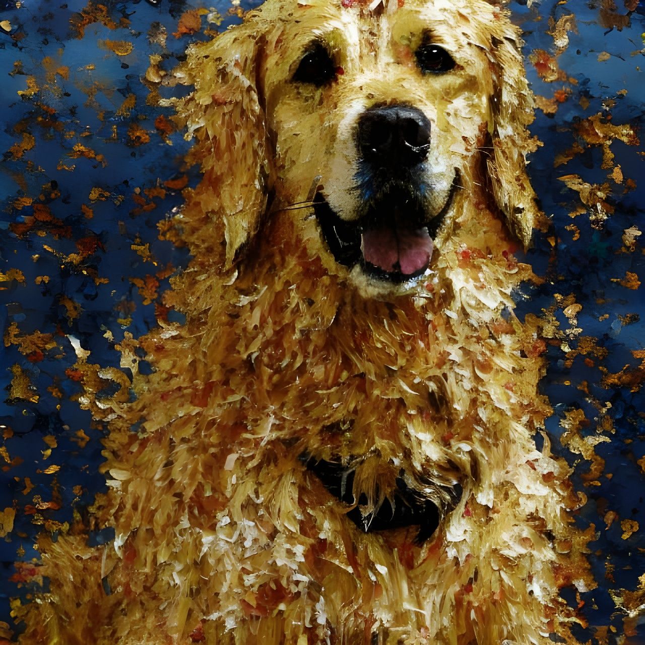 Golden Retriever Portrait in Art Nouveau Style