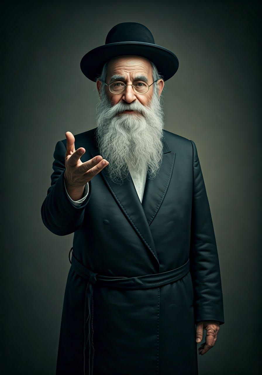 Respectful Elderly Rabbi Welcomes with Open Arms