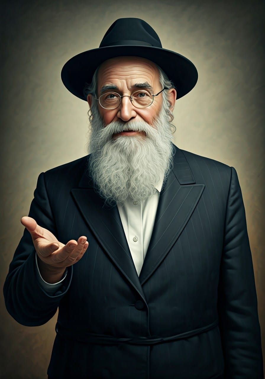 Warmly Greeting Rabbi in Traditional Orthodox Attire