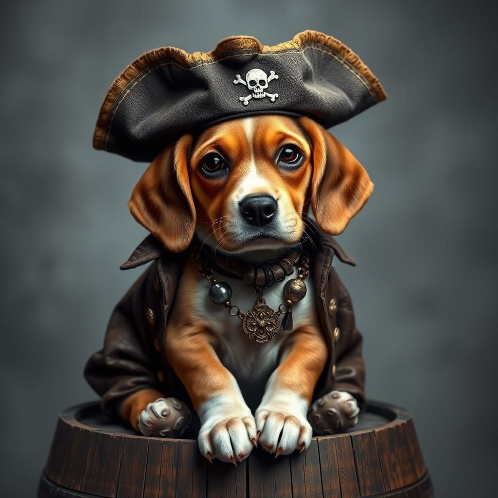 Beagle Pirate Captain in Classical Realism Style