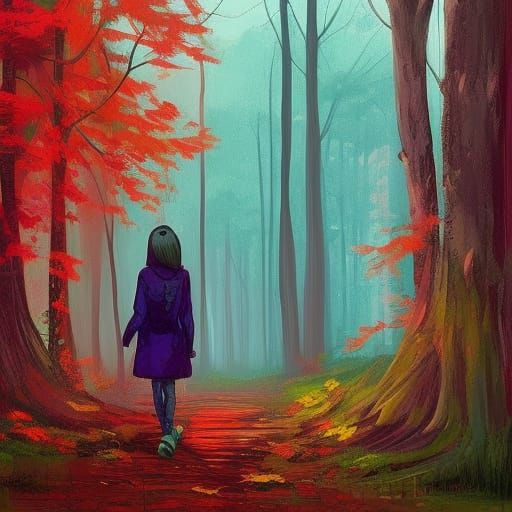 Ethereal Ghost Girls in Forest, Digital Painting