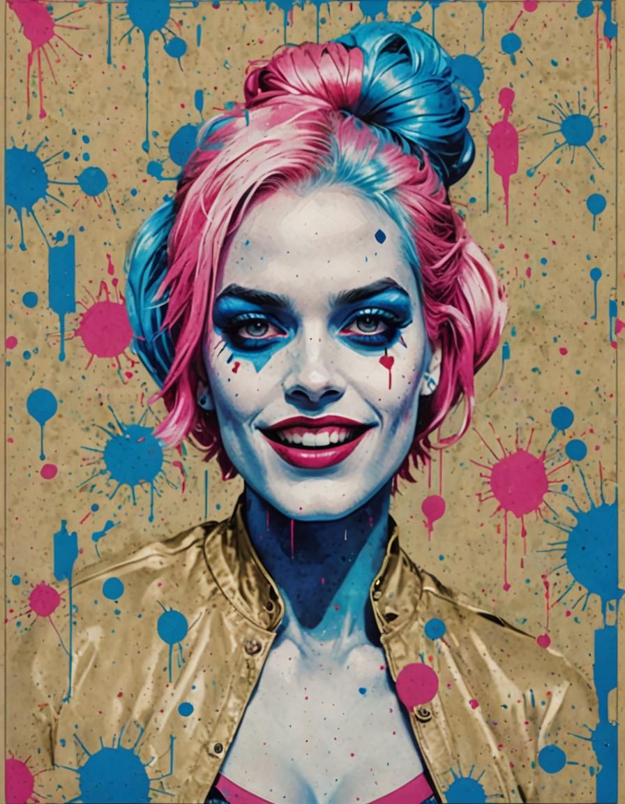 Harley Quinn Pop Art in Bauhaus Style