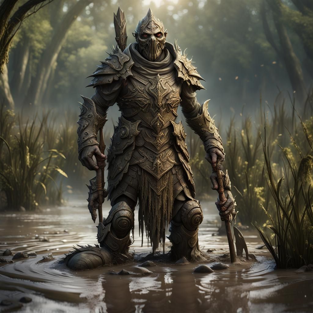 Mud Golem: Guardian of the Swamp in Detailed Matte Style