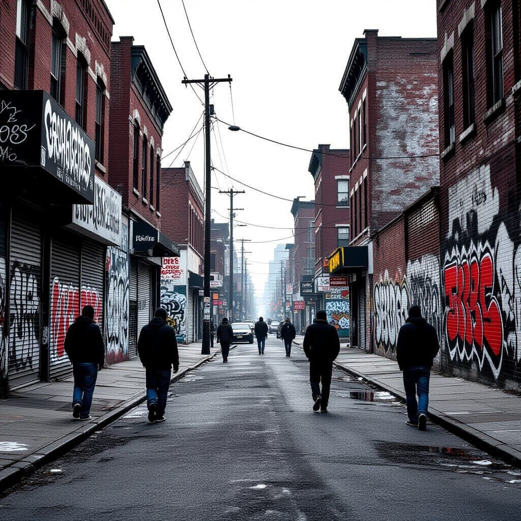 Gritty American Inner-City Street Life Captured in Hyperreal...