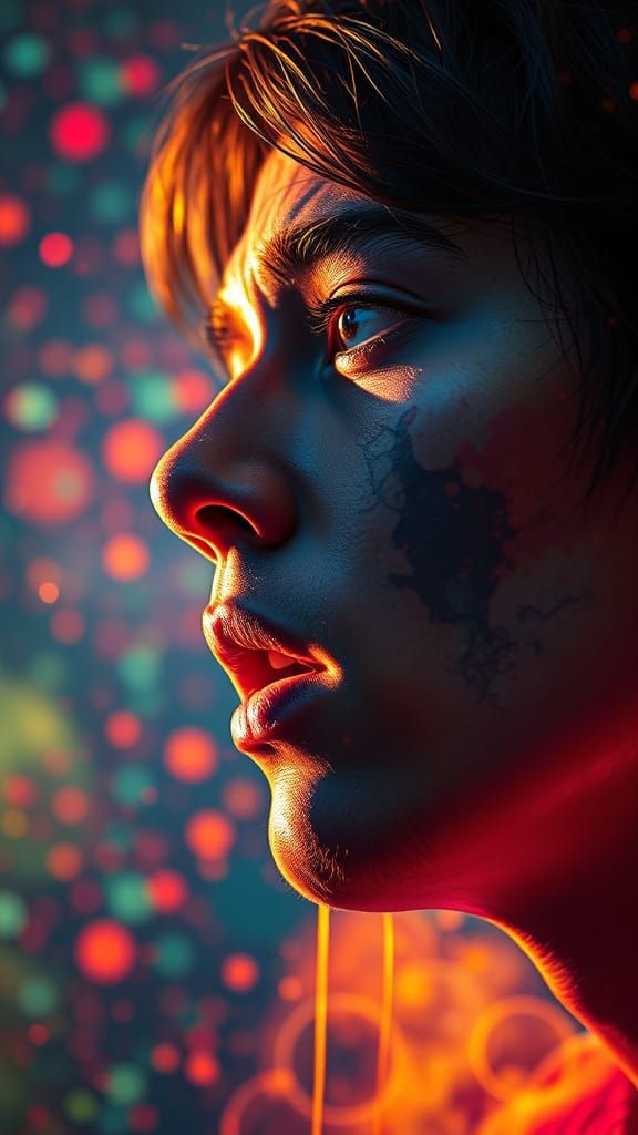 Dramatic Hyperrealistic Portrait in Vibrant Colors