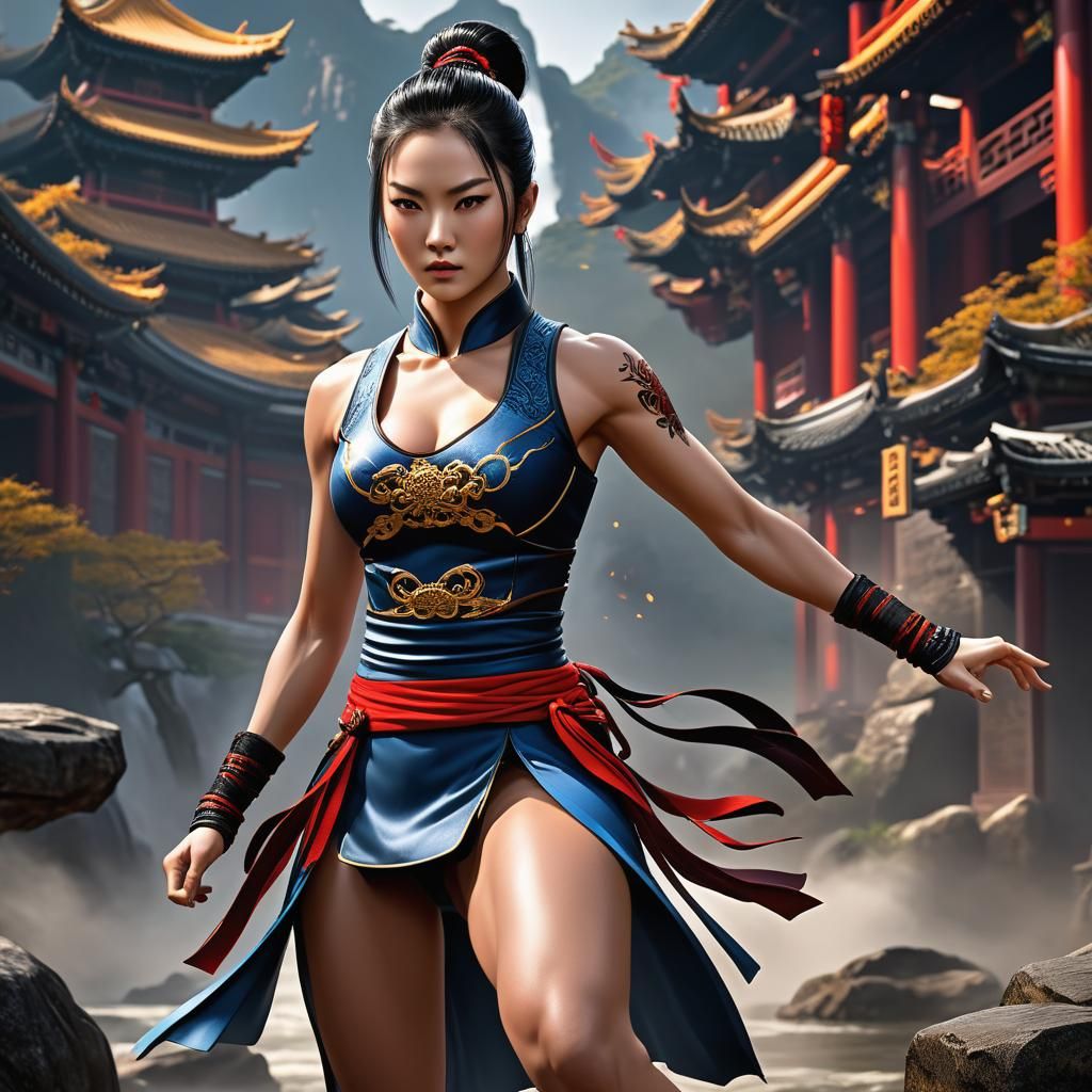 Fantastical Kung Fu Master in Splendid Chinese Attire