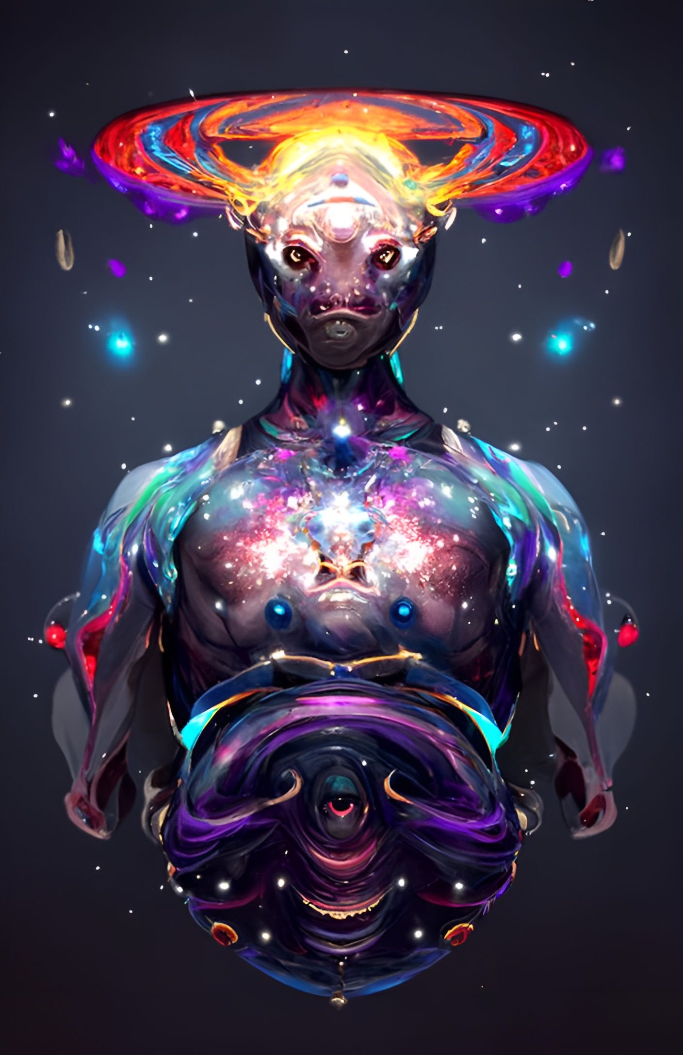 Cosmic God Portrait in Detailed Ethereal Style