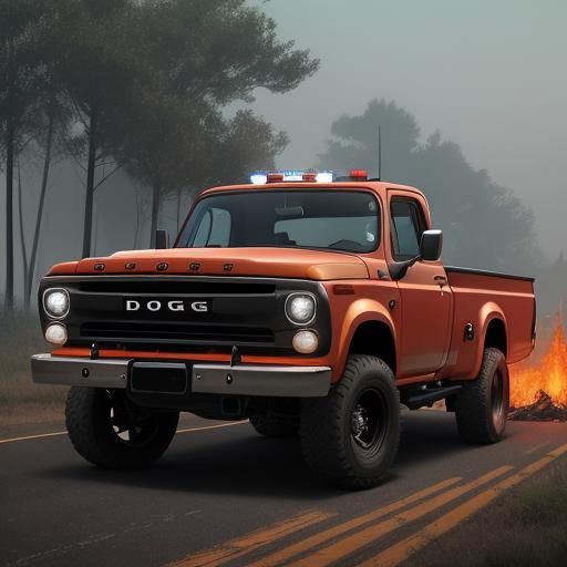 Futuristic Fire Truck: 2089 Dodge D100 in Matte Painting