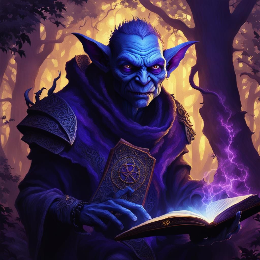 Menacing Goblin Shadowcaster in Mystical Forest