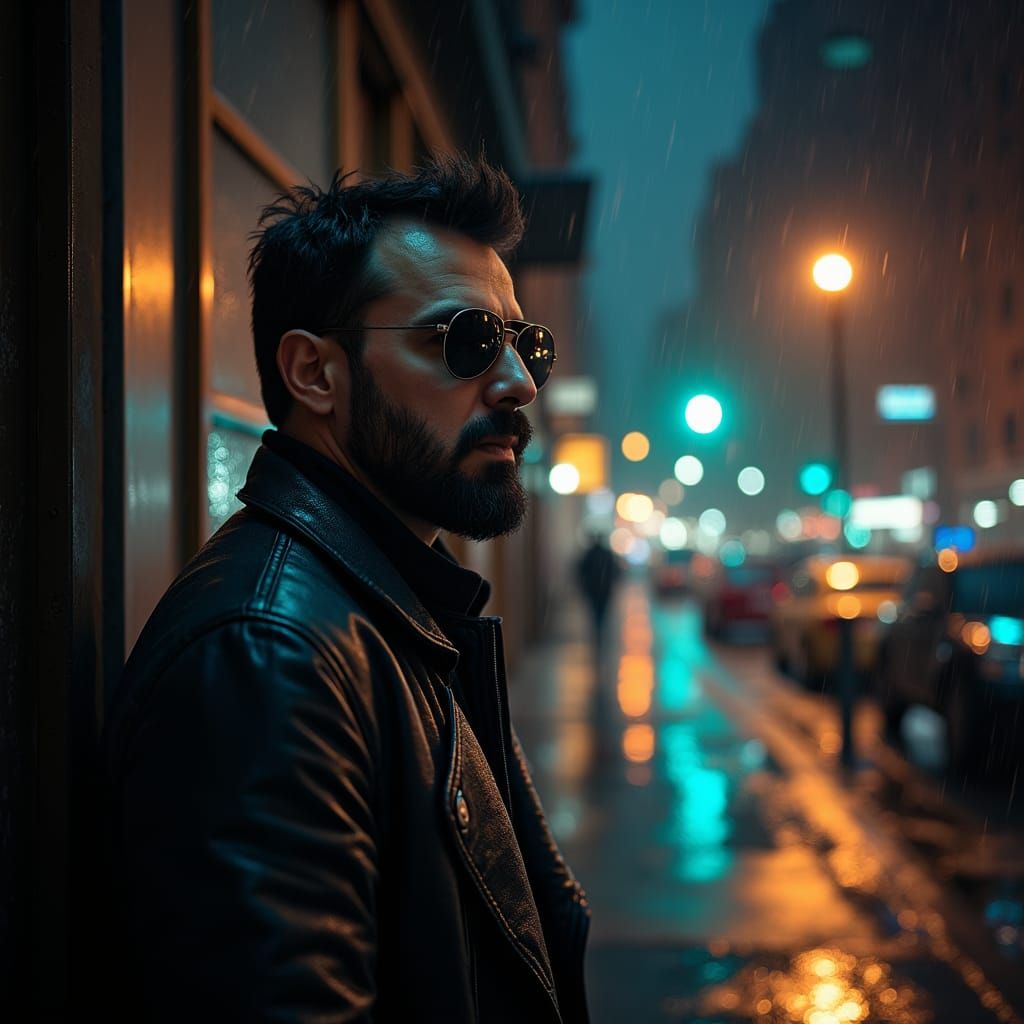 Lost in the Rain: A Cinematic Film Still