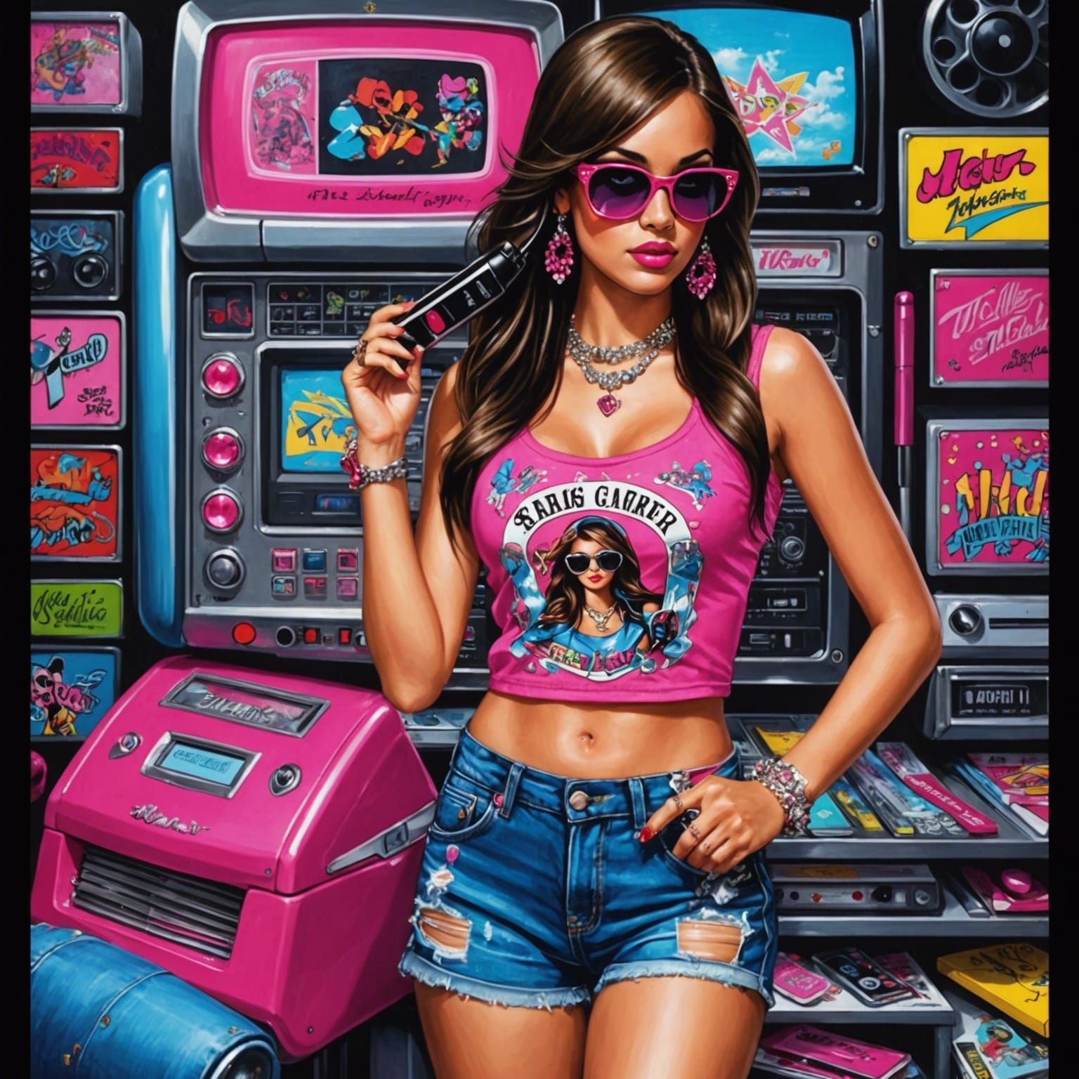 Y2K Rhinestone Girl in McBling Aesthetic