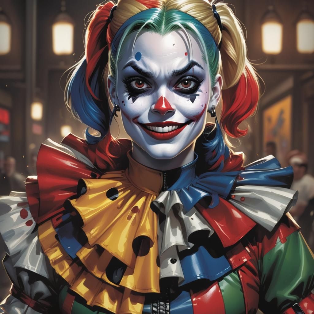 Harley Quinn Comic Book Art: Evil Grin
