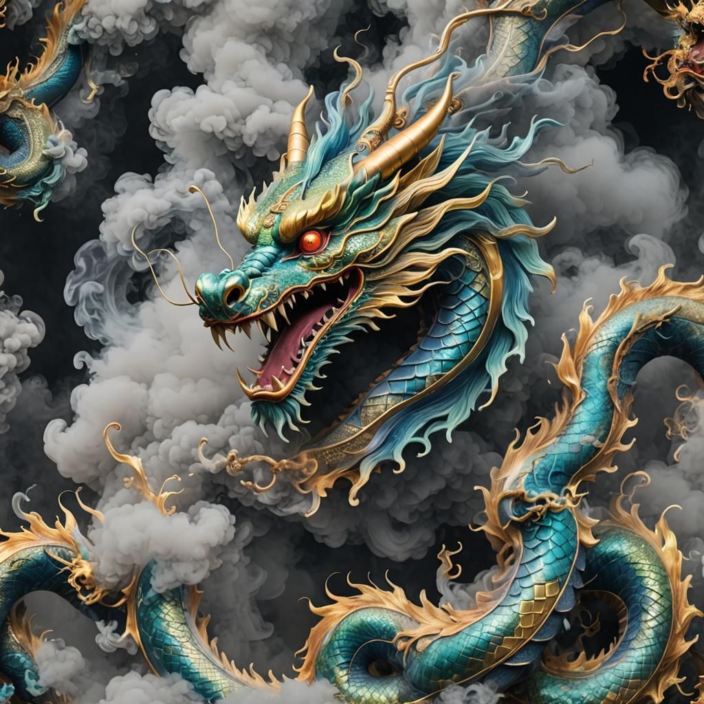 Iridescent Smoke Dragon: A Vaporous Vision