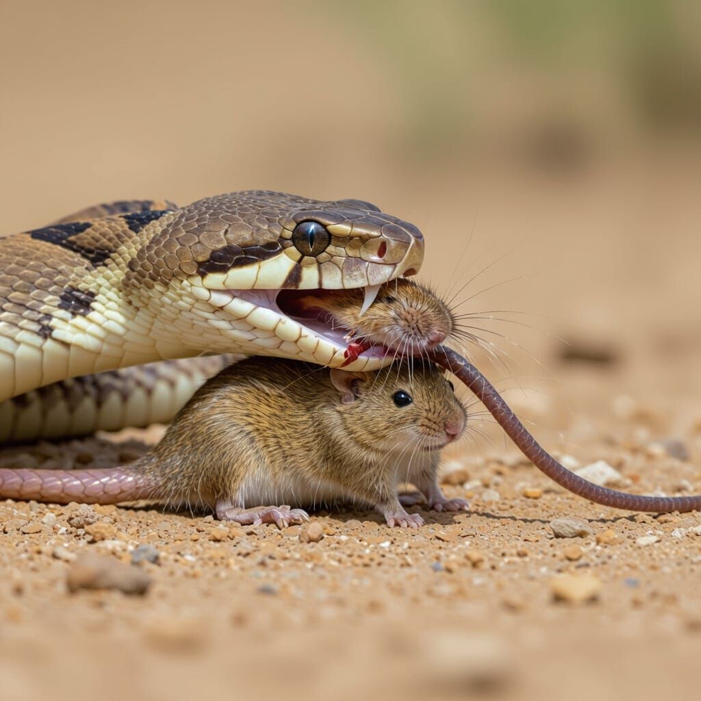 Snake Eats Rodent, Capturing Prey in Vivid Detail